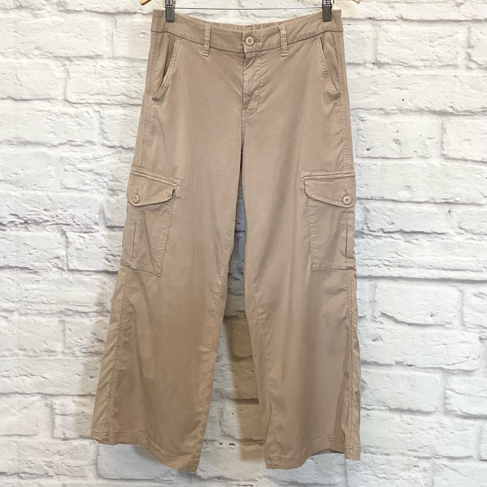 American Eagle 4 Short Baggy Wide Leg Mid Rise Tan Beige Cargo Pants Womens 2024 - Picture 2 of 10